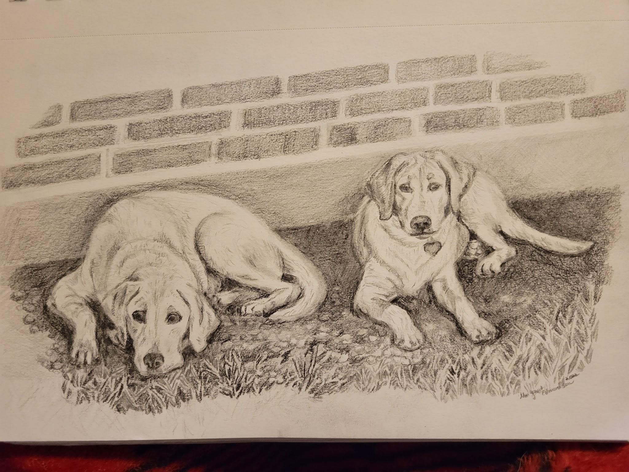 Dog and daughter drawing commission